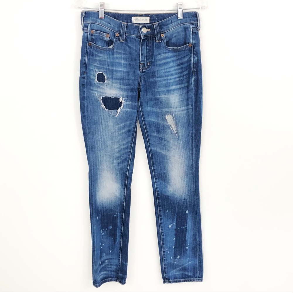 Madewell Slim Boyjean Rip Repair Distressed Jeans